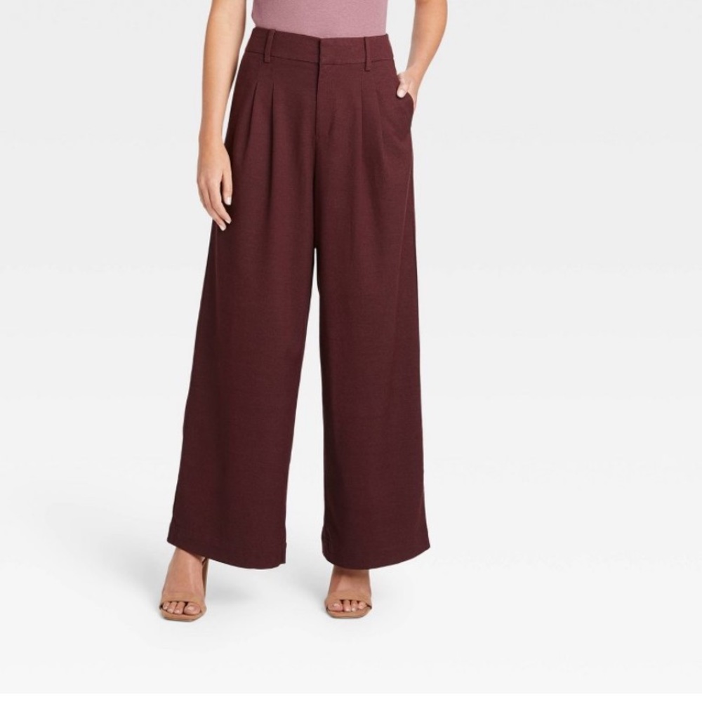Mid-rise wide leg trousers